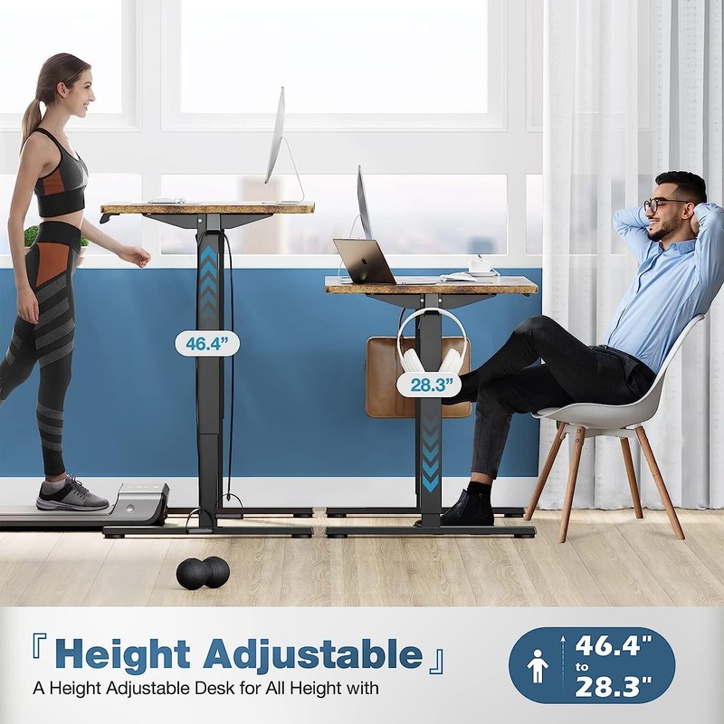 55" Rust Brown Modern Height Adjustable Electric Standing Desk Home Office Table gallery