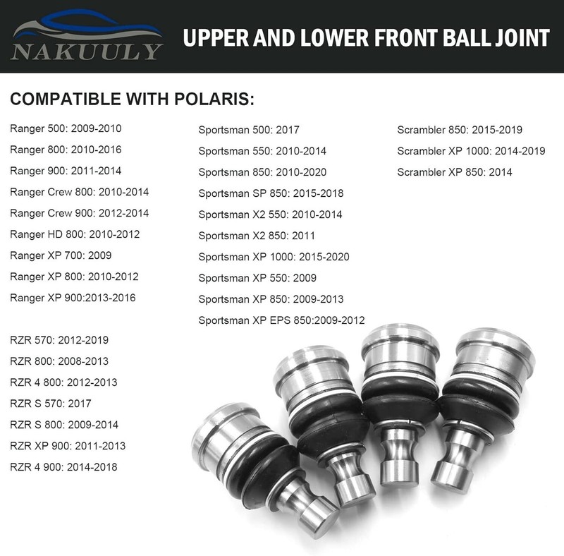 Upper and Lower Front Ball Joint 4 Pcs Compatible with Polaris RZR 570 800 gallery