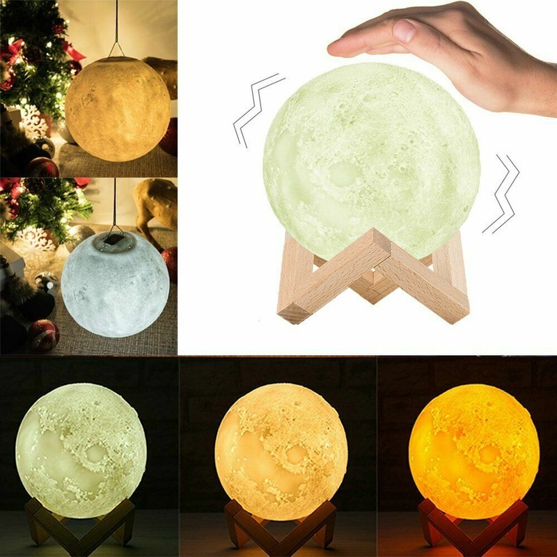 3D Moon Night Light Table Lamp USB Charging Touch Control Home Decor Gift 18cm gallery