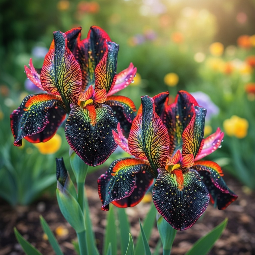 50 Fire Glow Pattern Bearded Iris Seeds – Vibrant Red & Black Ruffled Blooms gallery