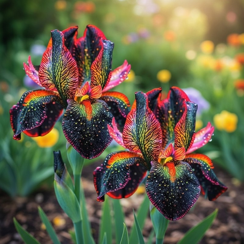 50 Fire Glow Pattern Bearded Iris Seeds – Vibrant Red & Black Ruffled Blooms gallery