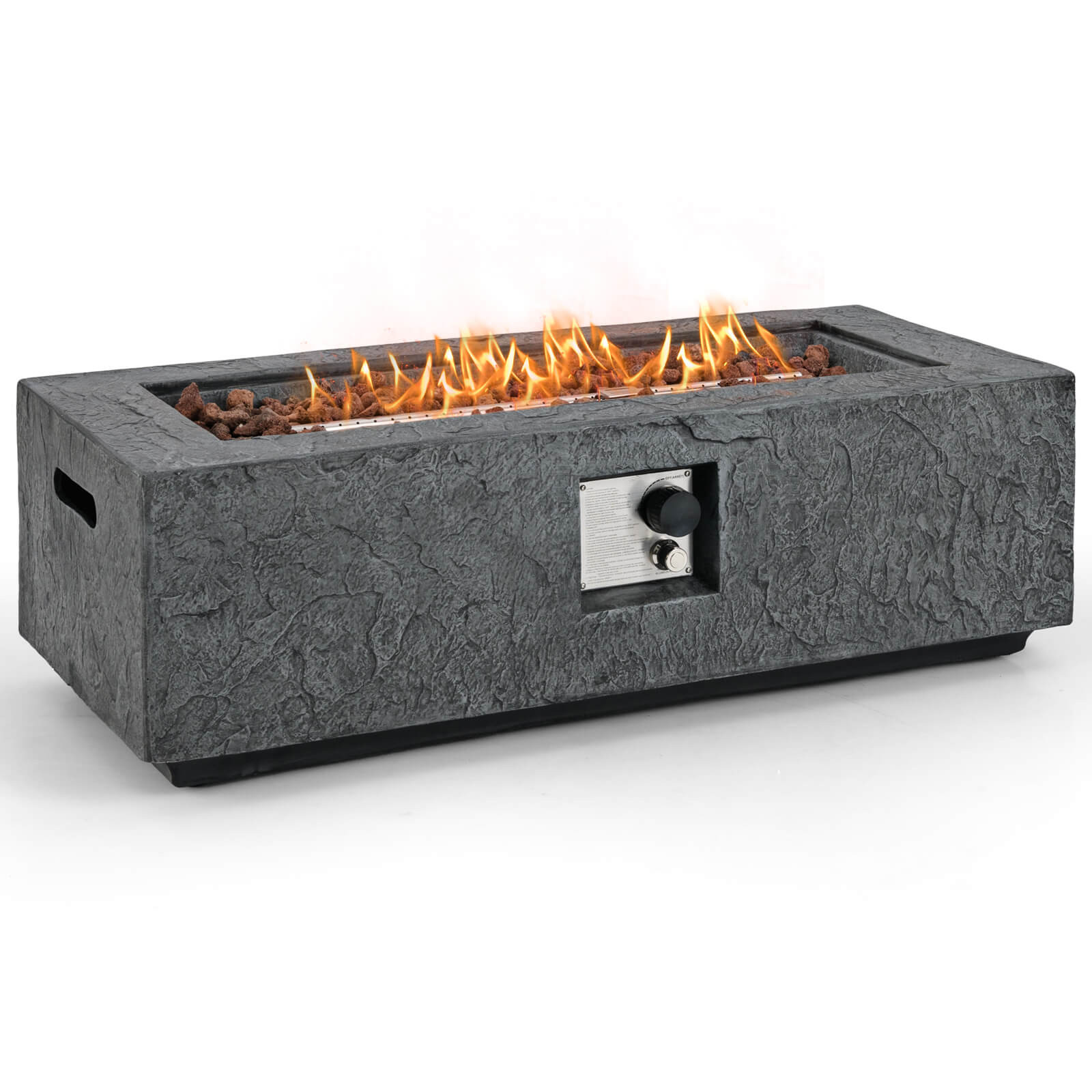 42.5" Magnesium Oxide Propane Gas Fire Pit w/Stainless Steel Burner & Lava Rocks gallery