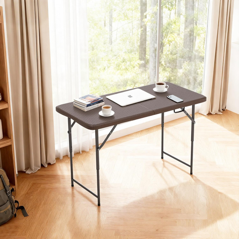 FDW 4FT Folding Table Half Portable Foldable Table Picnic Table for Office Home gallery