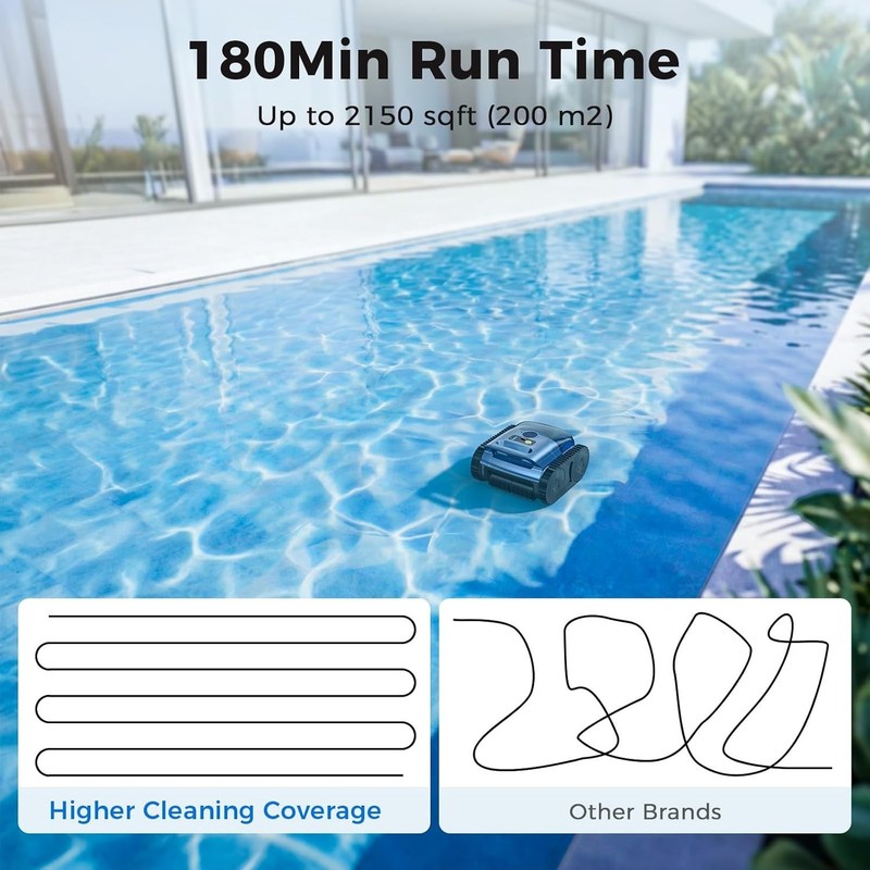 Robotic Pool Cleaner Cordless Inground Pool Vacuum 2150 sq ft 180 min Runtime... gallery