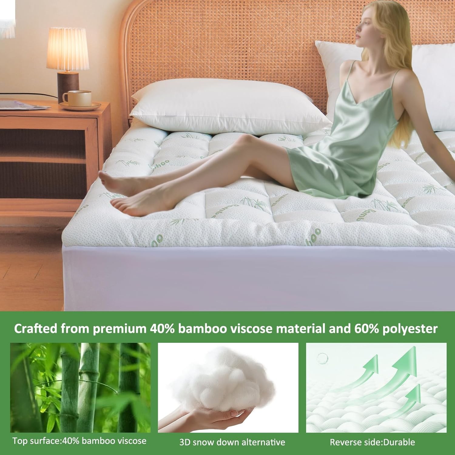 Cooling Mattress Topper California King Extra Soft Pillow Top Bed Pad Thick gallery