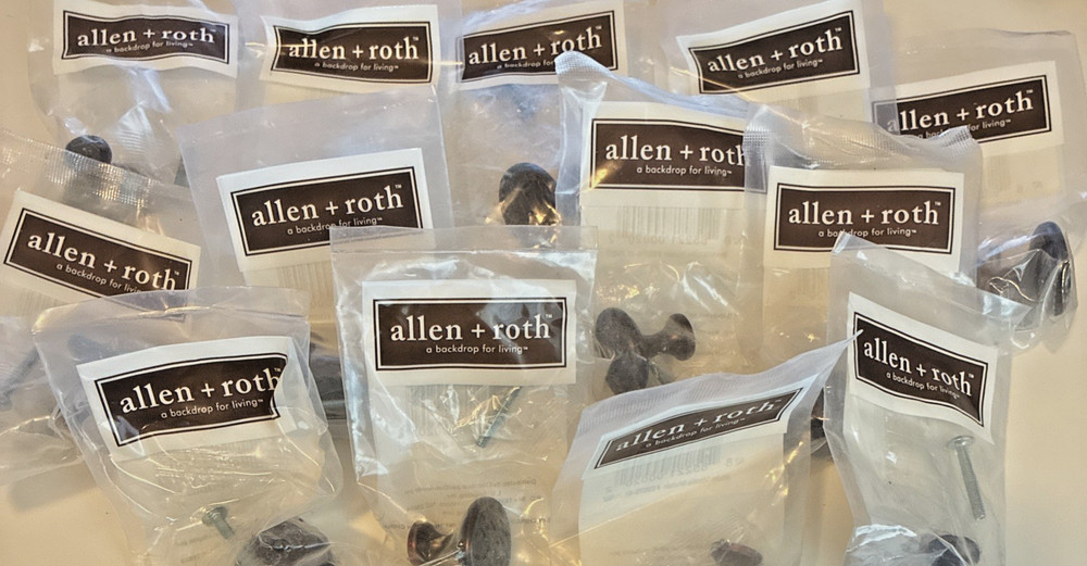 Allen + Roth Aged Bronze Cabinet Knobs Lot of 13 Basketweave 1-1/4" Round New