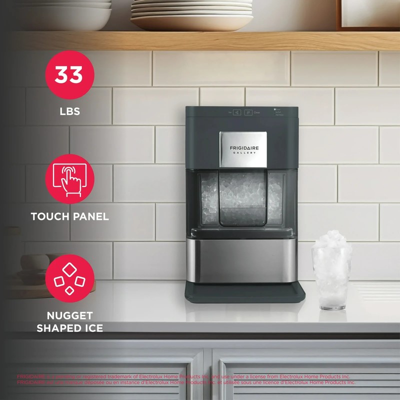Frigidaire Gallery, 33 lbs. Touchscreen Nugget Ice Maker, Stainless Steel Accent gallery