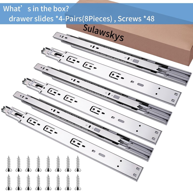 10 inch Drawer Slides 4 Pairs (8pcs) Soft Self Close 10inch-250mm, Silver gallery