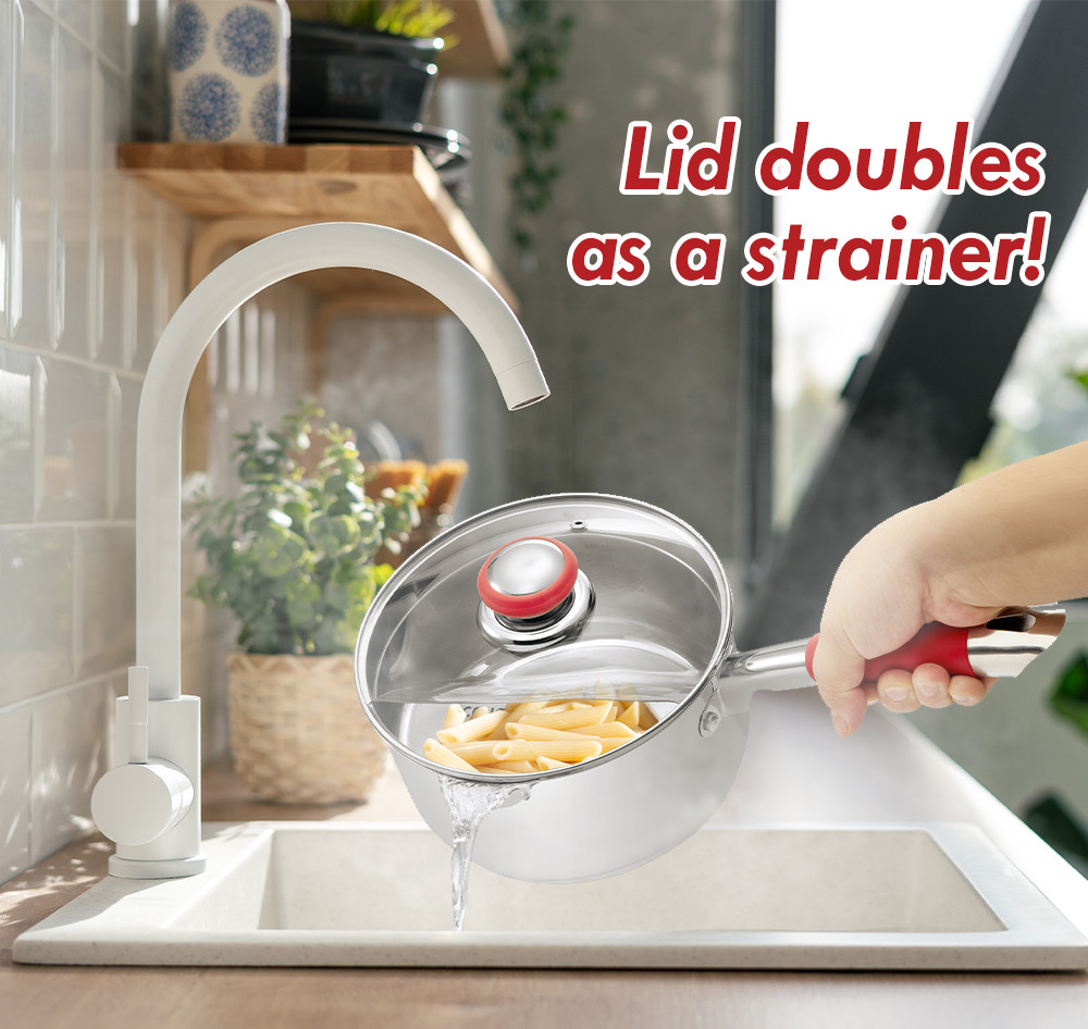 Concord SIMPLE POUR Stainless Steel Saucepan with Vented Glass Lid. Feat gallery
