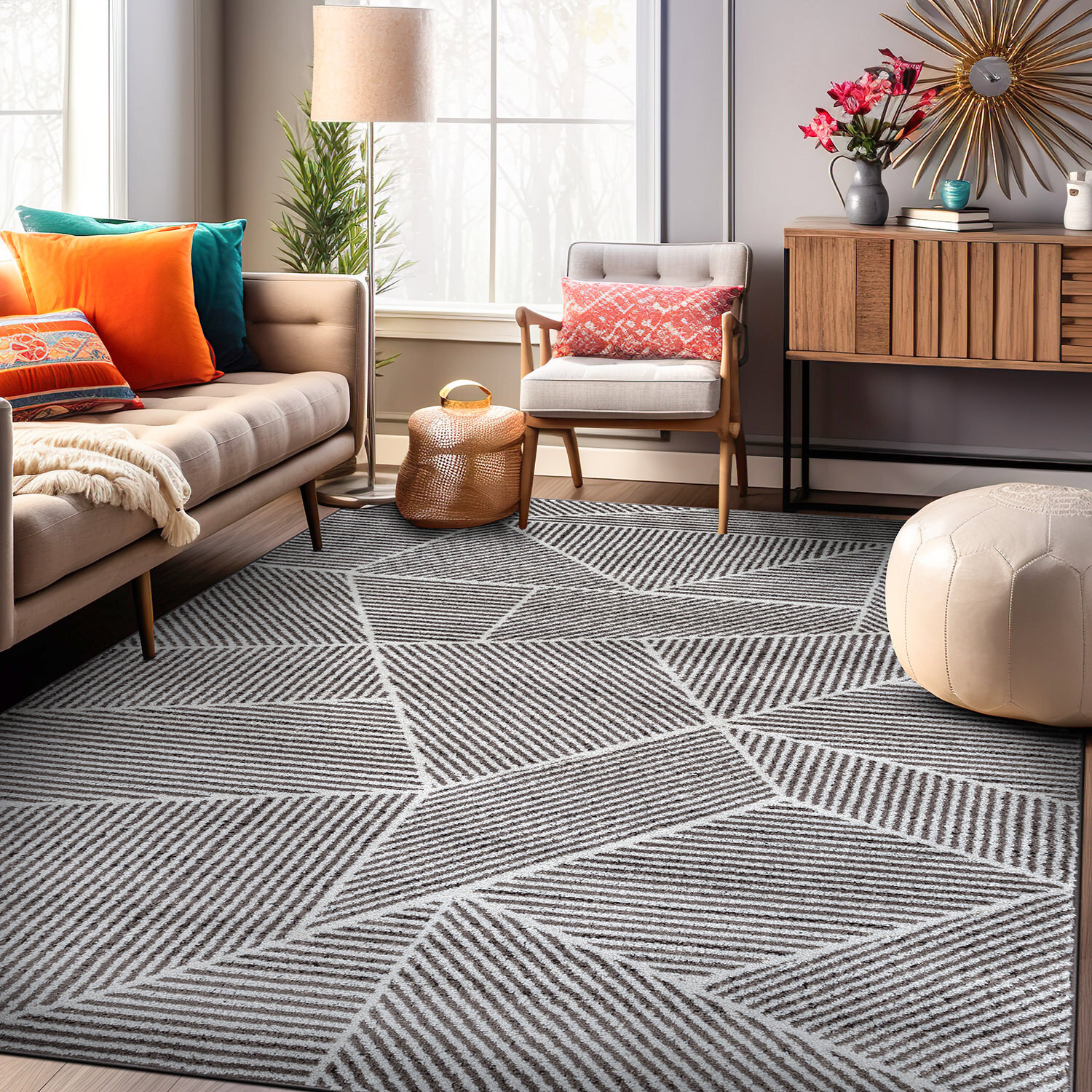 Rugshop Area Rug Contemporary Geometric Stripe Rugs for Sale Bedroom Rugs 8x10 gallery