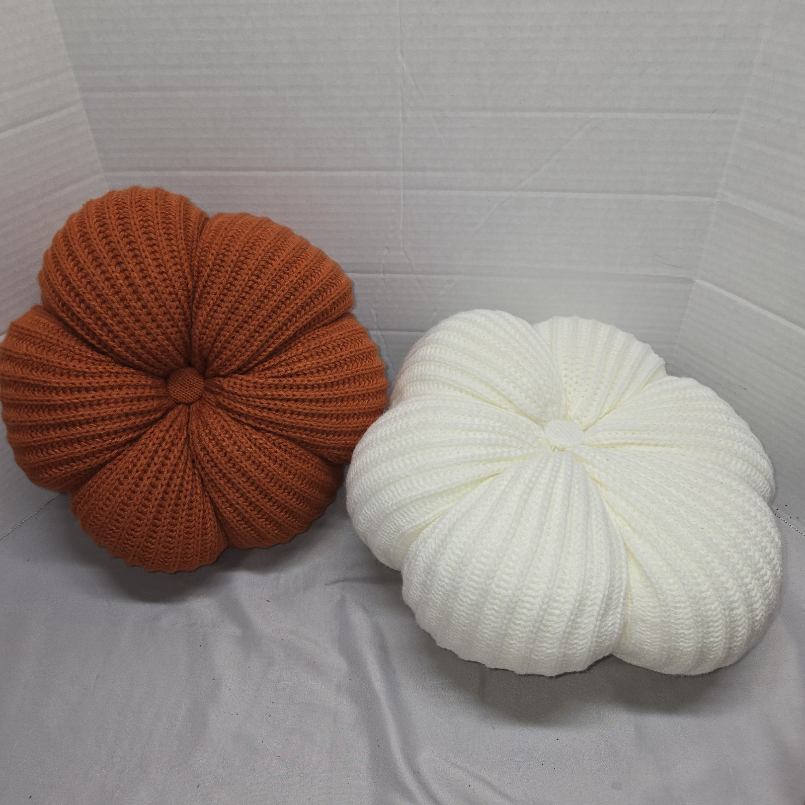 Handmade Large Knit Pumpkin Decoration Thanksgiving Home Decor, Halloween Lot 2 gallery