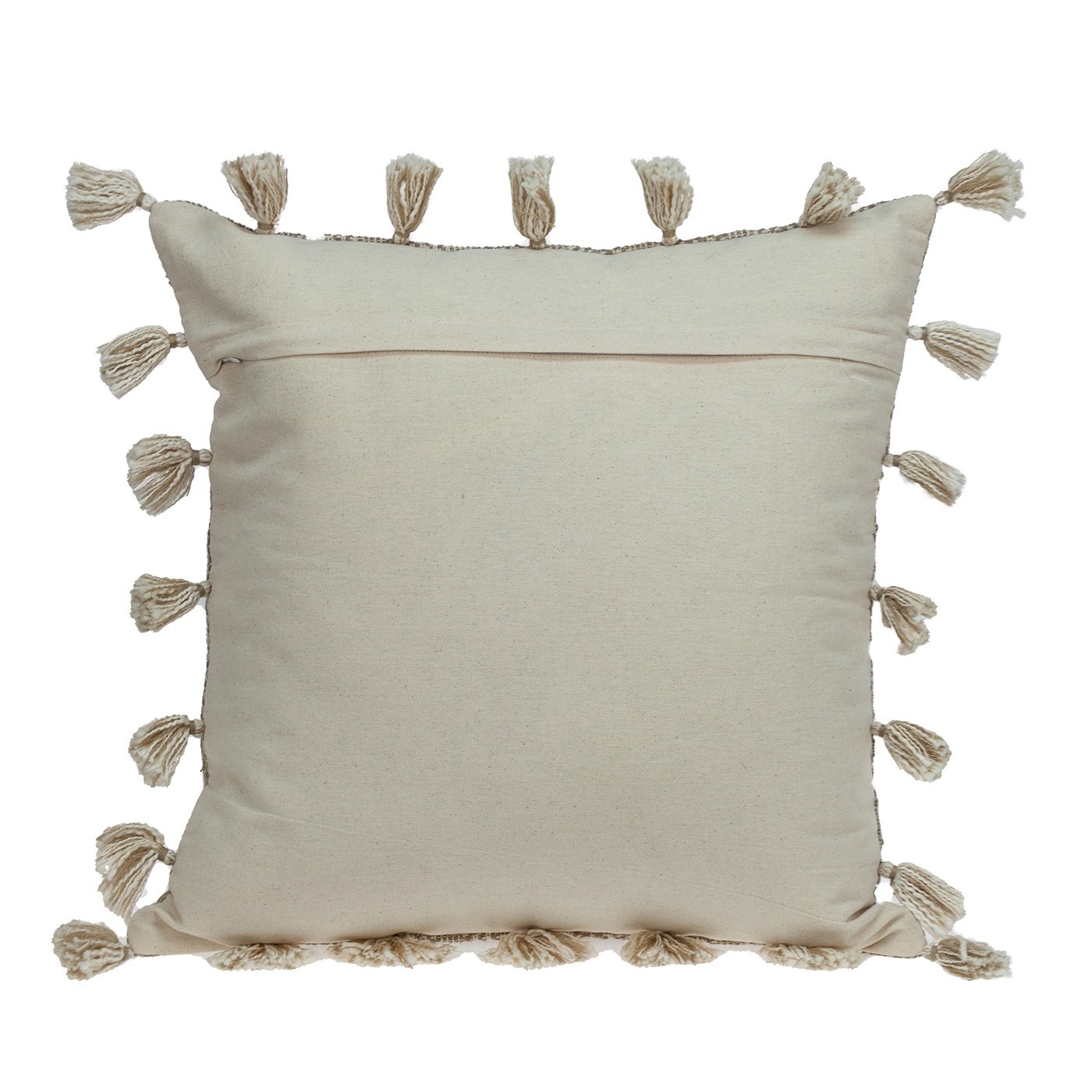 Parkland Collection Caroline Beige Woven Throw Pillow with Tassels, 20 x 20 gallery