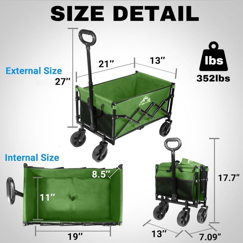 Collapsible Wagon 352LBS Capacity Foldable Large Carts Heavy Duty Outdoor gallery