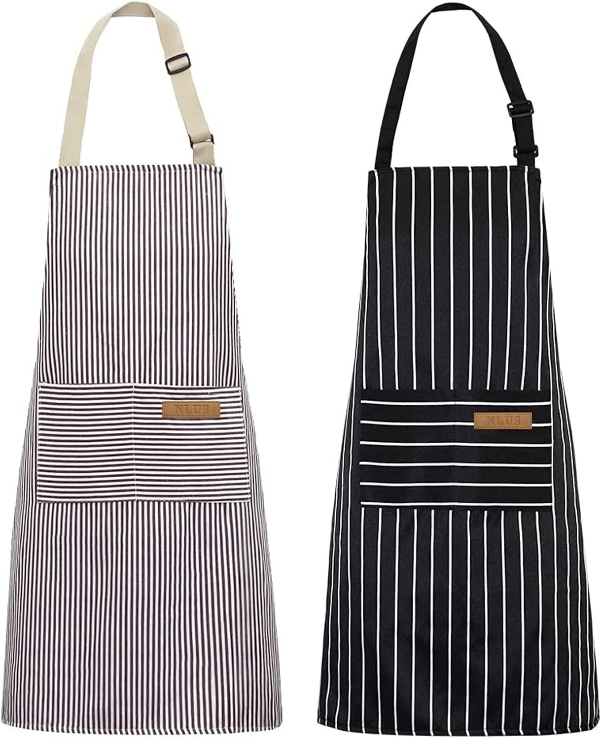 2 Pack Kitchen Cooking Aprons, Adjustable Bib Soft Chef Apron with 2 Pockets gallery