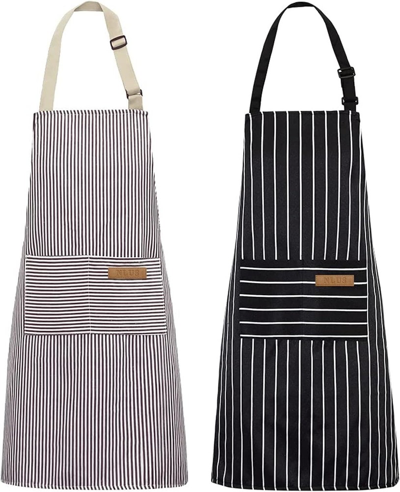 2 Pack Kitchen Cooking Aprons, Adjustable Bib Soft Chef Apron with 2 Pockets