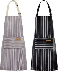 2 Pack Kitchen Cooking Aprons, Adjustable Bib Soft Chef Apron with 2 Pockets