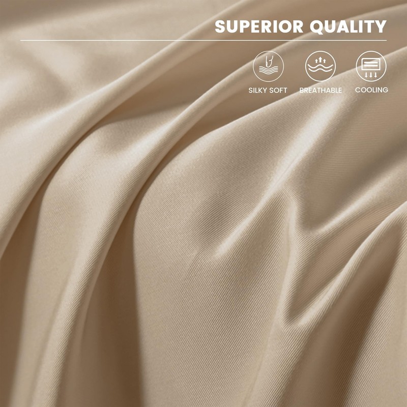 Full Size Bamboo Sheets 4 Piece Sheet Set - 100% Rayon from Bamboo, Cooling &... gallery