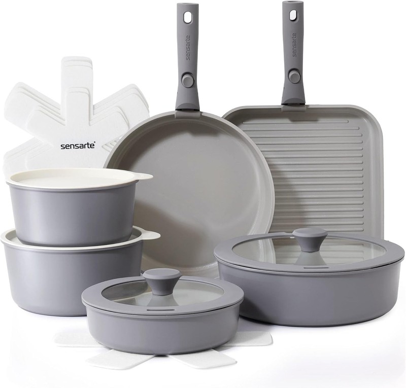 Dishwasher Safe 17-Piece Induction-Compatible Cookware Set with Ceramic Coating gallery