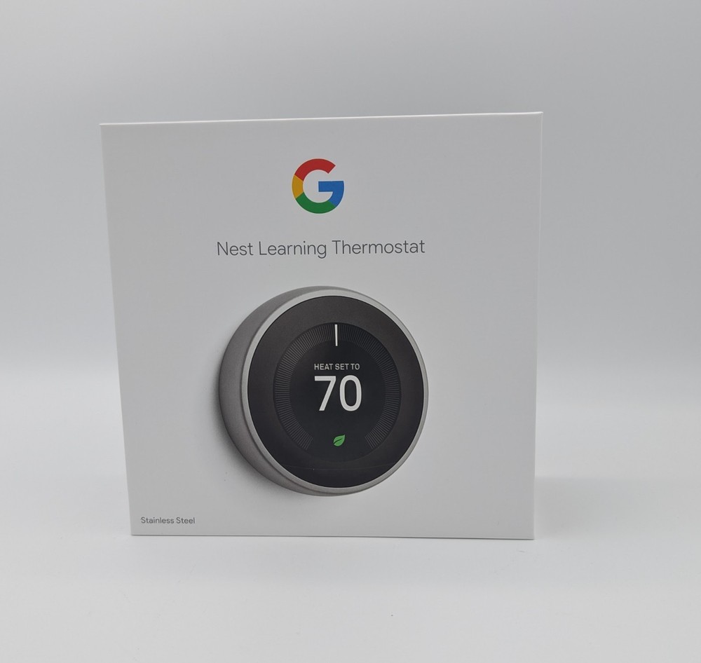 SEALED Google Nest 3rd Generation Learning Thermostat T3007ES Stainless Steel A+