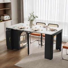 Extendable TREXM Rolling Kitchen Island with , Built-in Socket & Side Hooks