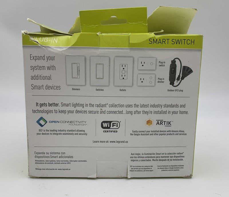 Legrand Smart Plug-In Switch White No Hub Required Model #WWP10CCV2 Open Box gallery