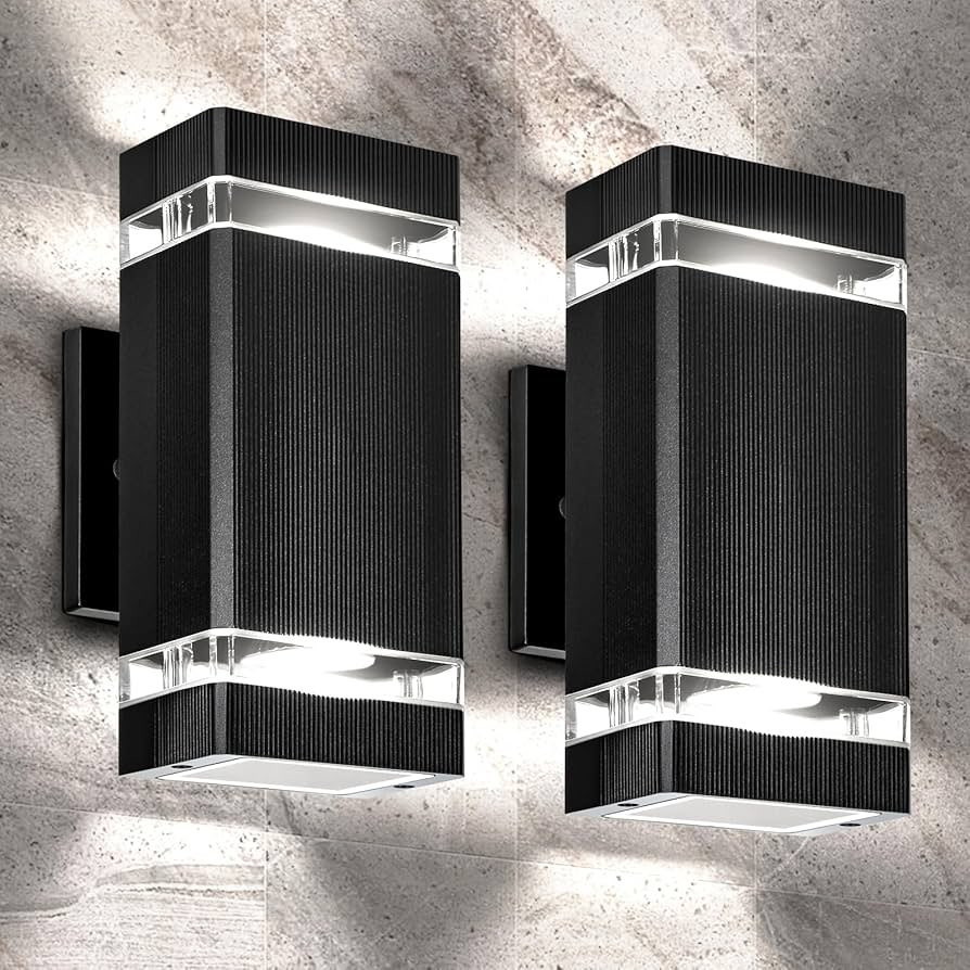 Set of 2 LED Square Up and Down Outdoor Wall Lights, Waterproof Wall Lamps gallery