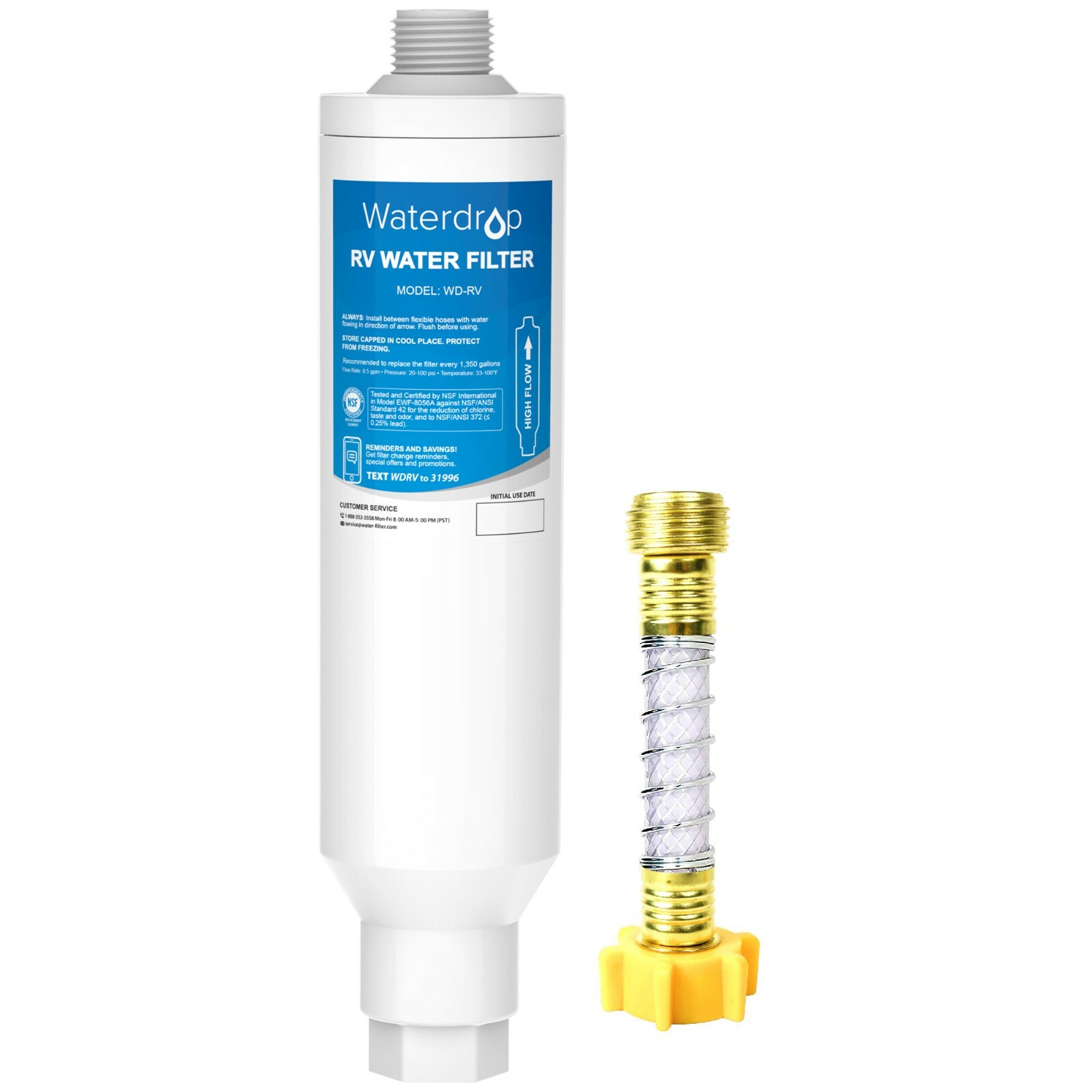 Waterdrop RV Inline Water Filter,NSF Certified,Filter with Hose Protector,1 Pack gallery