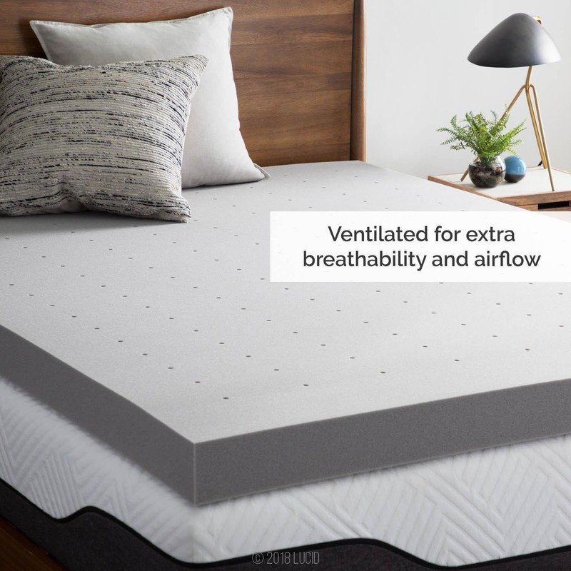 LUCID 2, 3, 4 in Bamboo Charcoal Memory Foam Mattress Topper, Expand in 48 Hours gallery