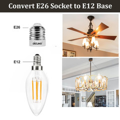 E26 to E12 Socket Adapter, Medium E26 to Candelabra E12 Base Bulb Converter, …