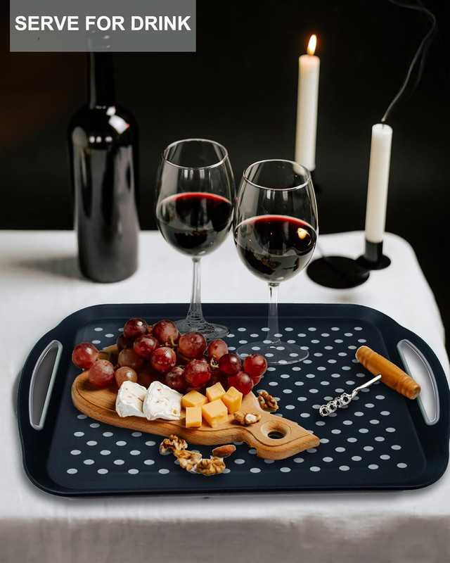 Large Nonslip Serving Tray with Handles, Silicone Grippy Dots Lap Food Trays for gallery