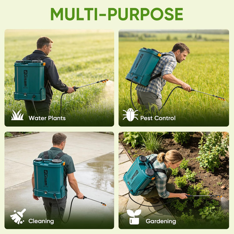 5.3Gal Battery Powered Backpack Sprayer, 120PSI Adjustable Pressure Electric Spr gallery