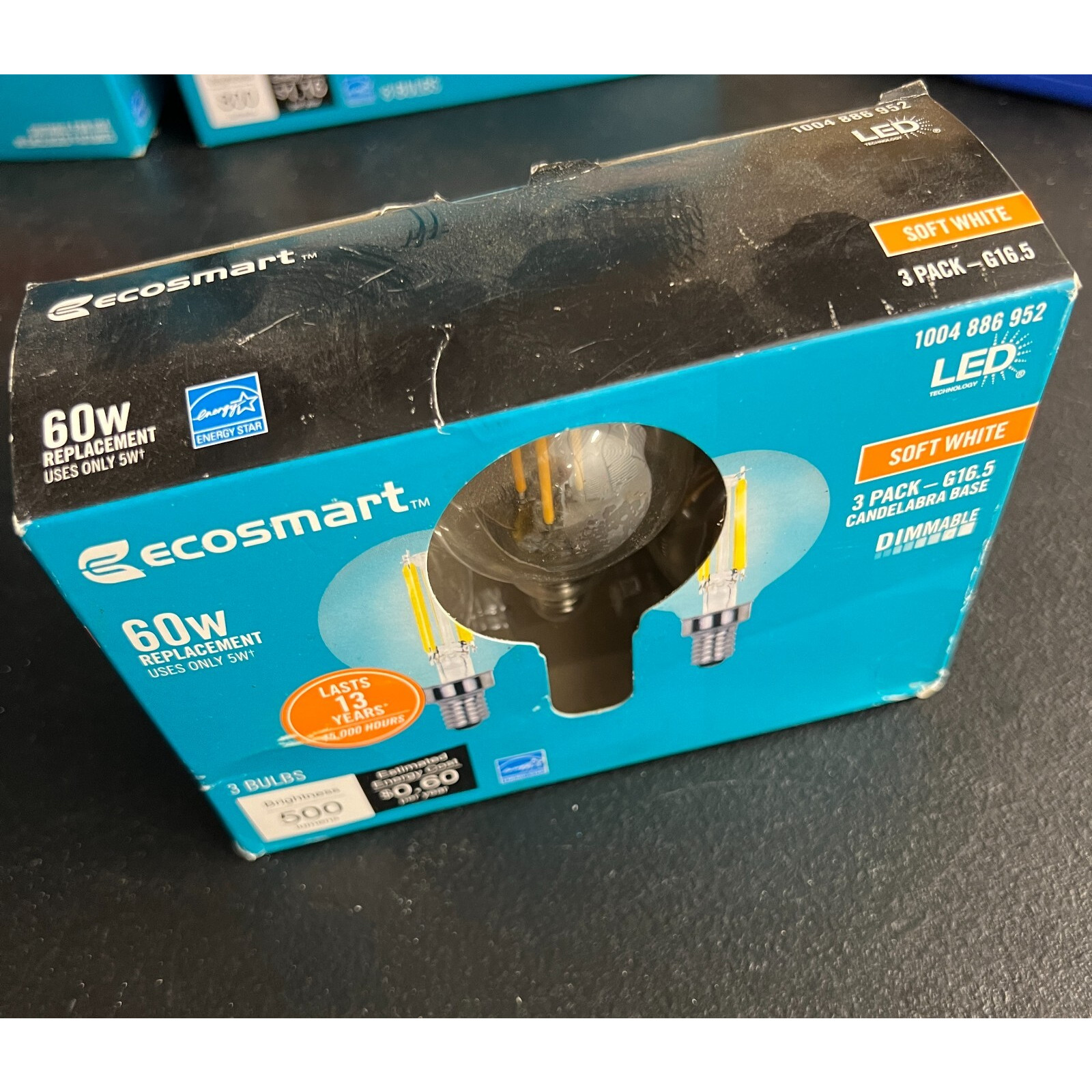 3pk EcoSmart LED Bulbs G16.5 Globe Clear Soft White 2700K Dimmable 886952 gallery