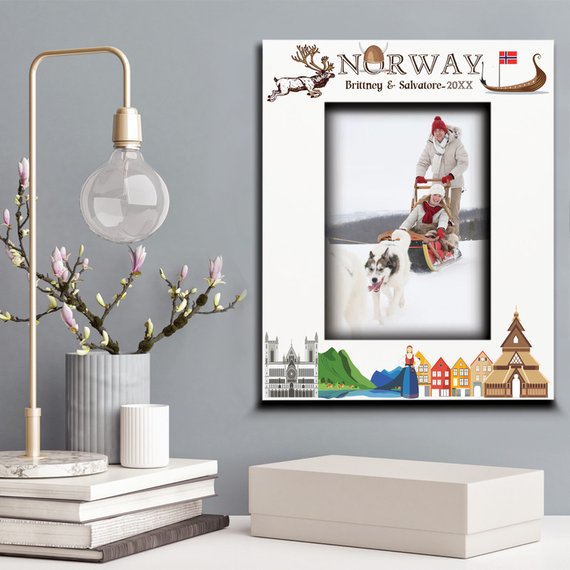 PERSONALIZE- Norway Theme Picture Frame-Wedding, Honeymoon, Vacation, Travel gallery