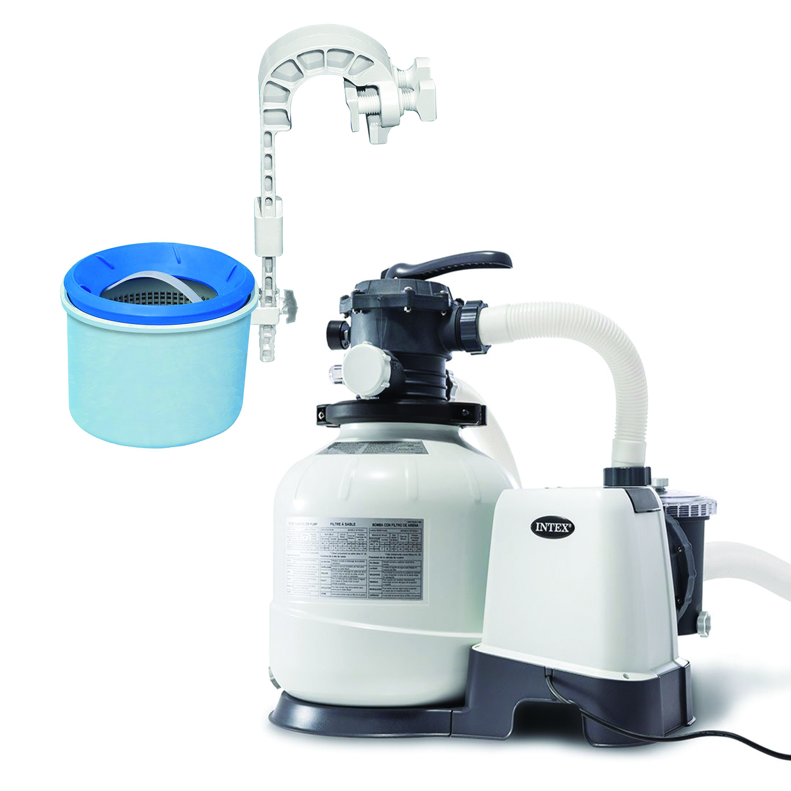 Intex Above Ground Pool Sand Filter Pump Bundled w/ Wall Mount Automatic Skimmer gallery