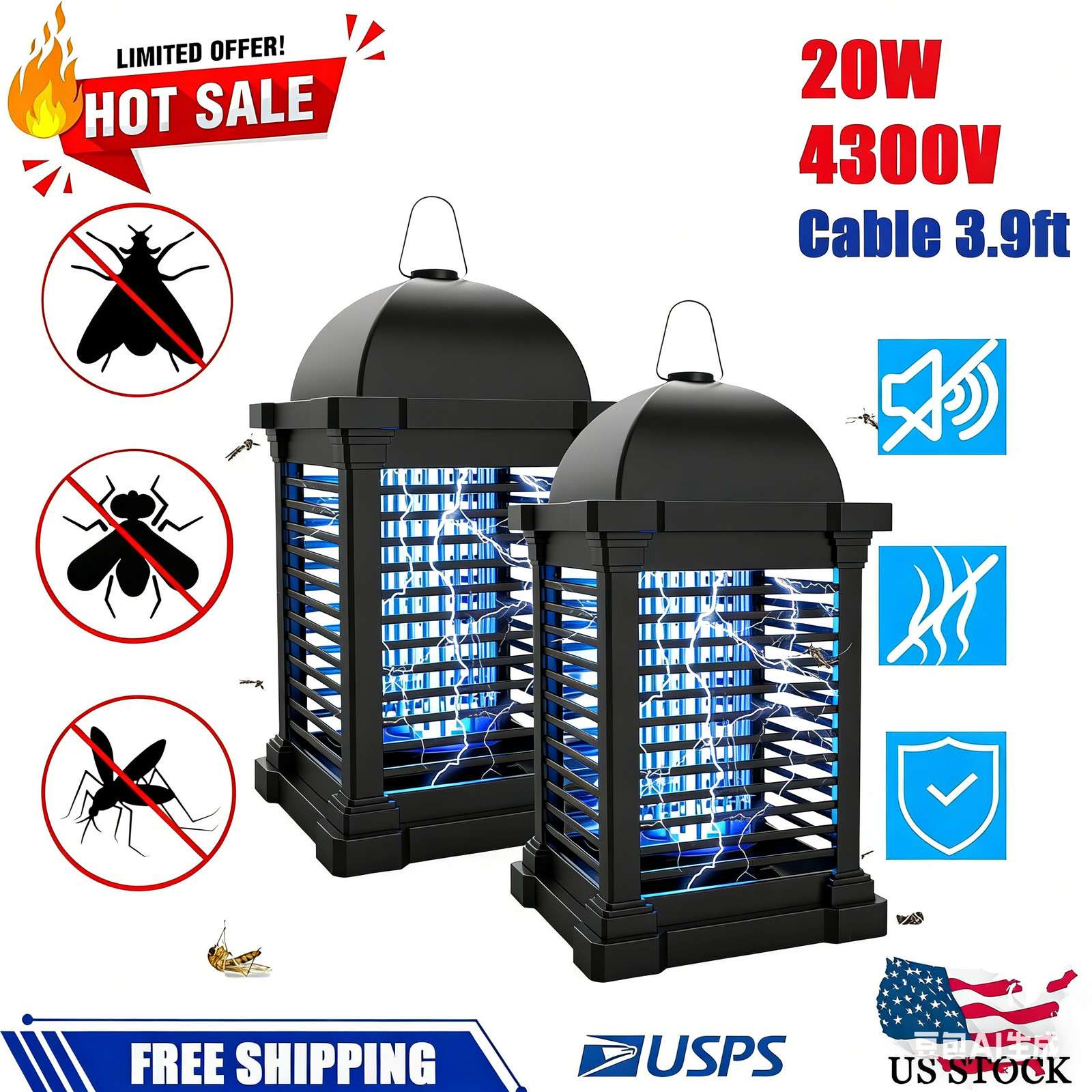 Mosquito Fly Bug Insect Zapper Killer Indoor Outdoor Electronic Light Trap Lamp gallery