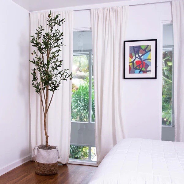 7ft Olive Minimalist Artificial Tree with Natural Trunk Home Decor. Retail $149 gallery