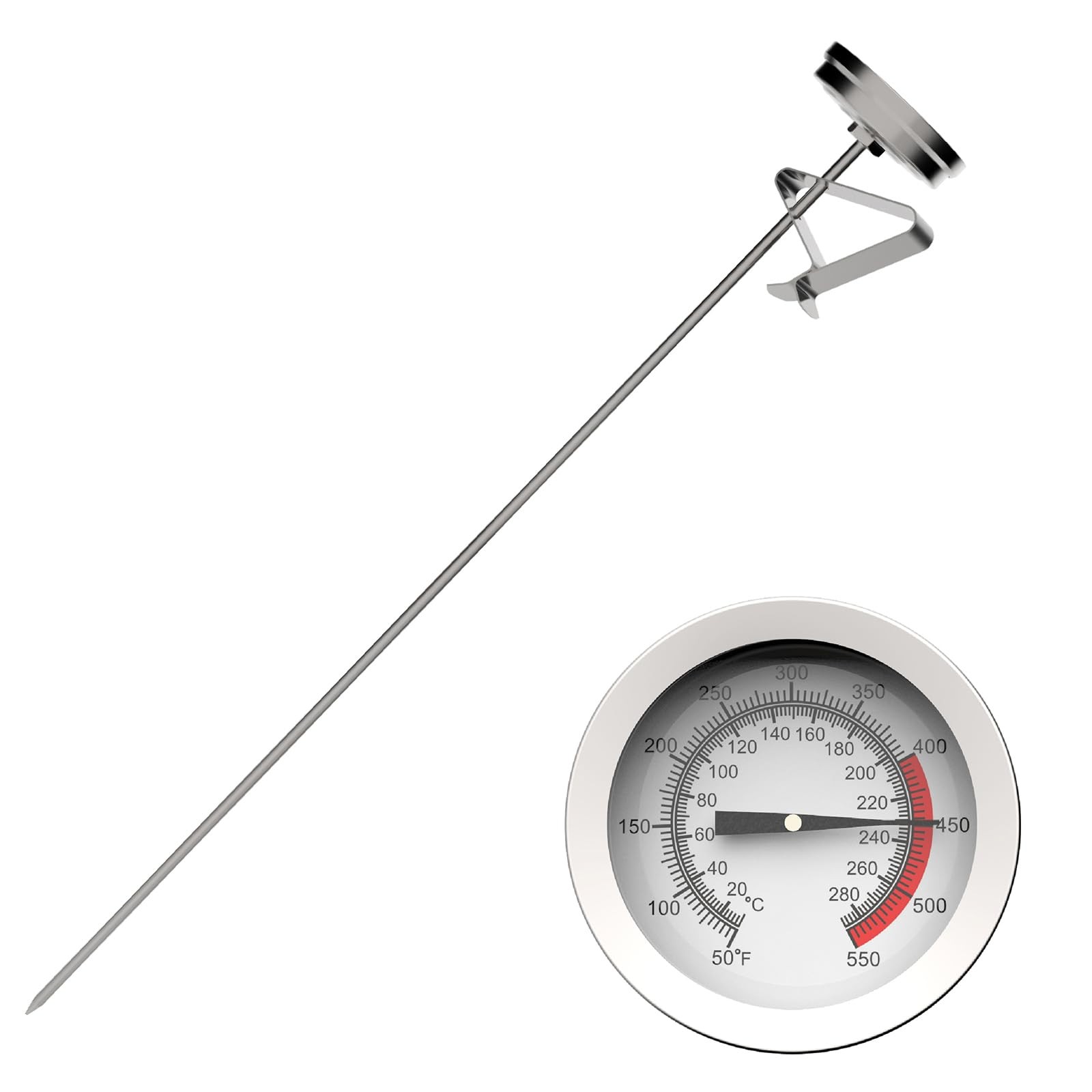 Candy/Deep Fry Oil Thermometer for Frying with 12'' Probe & Pot 12, Silver gallery