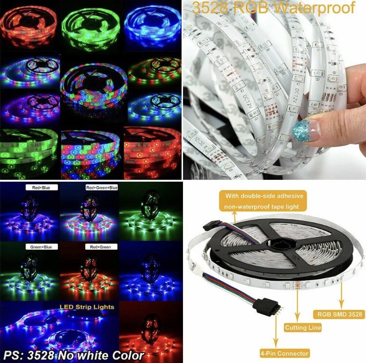 30M ( 98.4ft) RGB 3528 SMD Flexible LED Strip Light - Waterproof- gallery