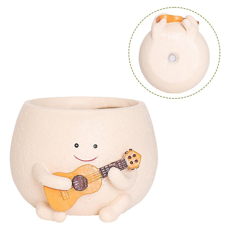 Smily Face Planter Pot with Drainage Hole Cute Resin for String of Plant4280 gallery
