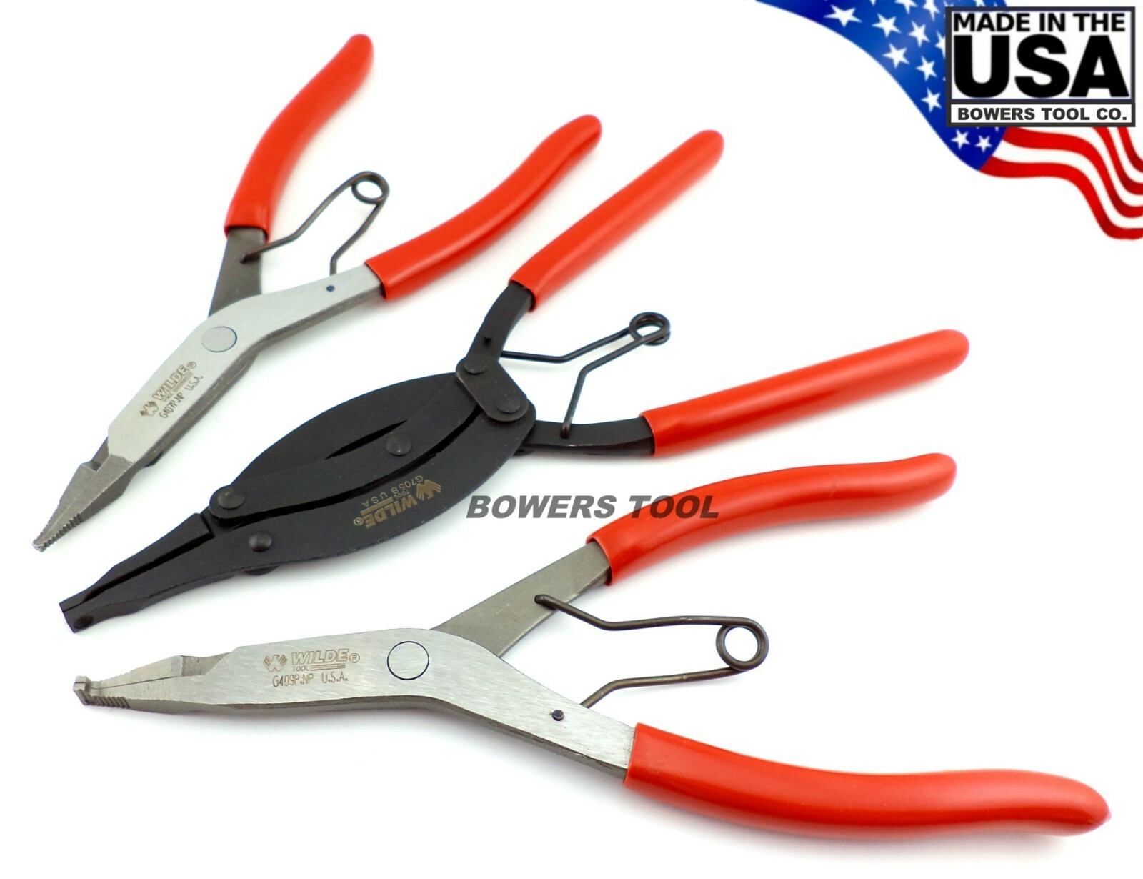 Wilde Tool 3pc Lock Ring Pliers Set Compound Right Angle 90 Straight MADE IN USA gallery