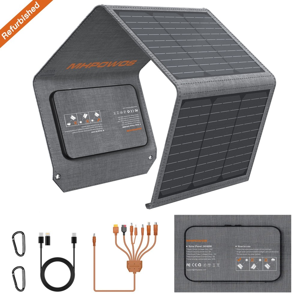40W 80W Foldable Solar Panel Kit Type-C USB-A Ports for Power Banks Refurbished