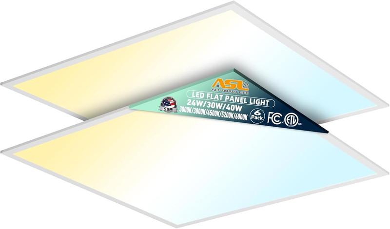 2X2 LED Flat Panel Light 6-Pack, Dimmable, 5CCT Options (3000K-6000K), 24W/30W/4 gallery