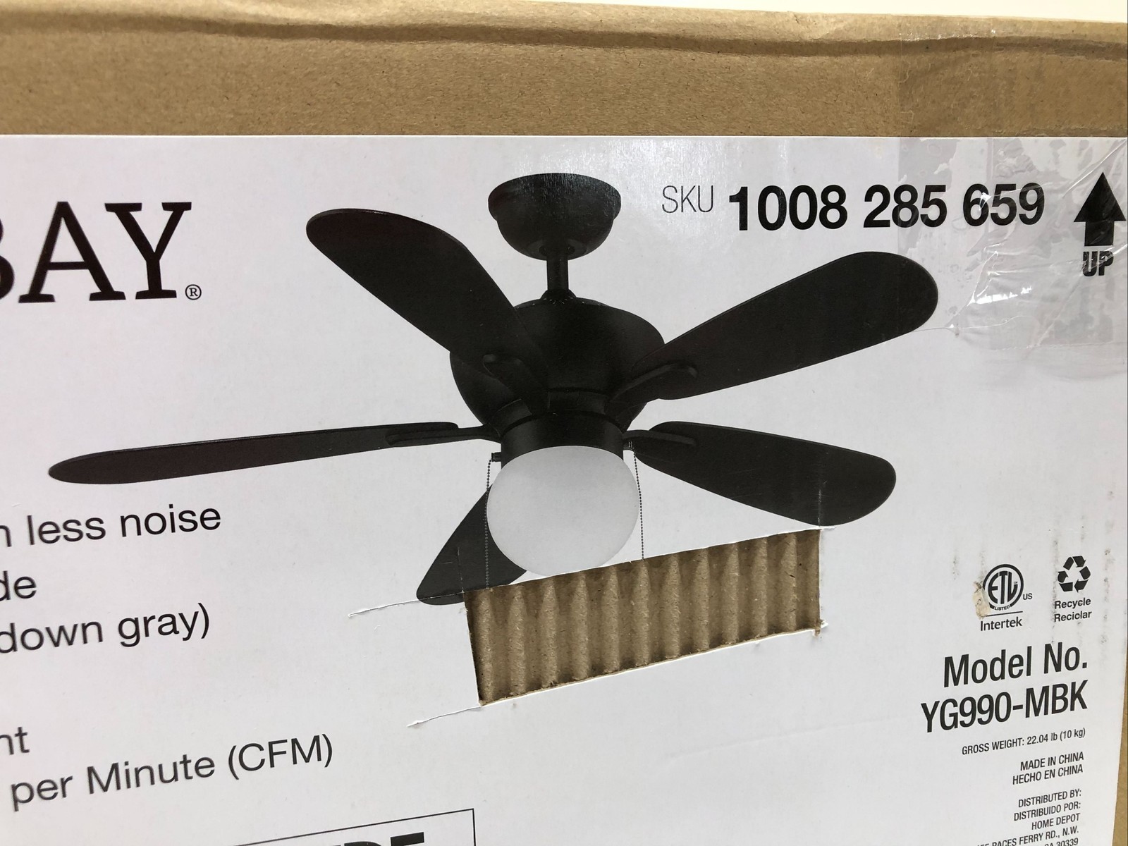 Hampton Bay Loomis 44 in. Matte Black Ceiling Fan with Light and Star Uplight gallery