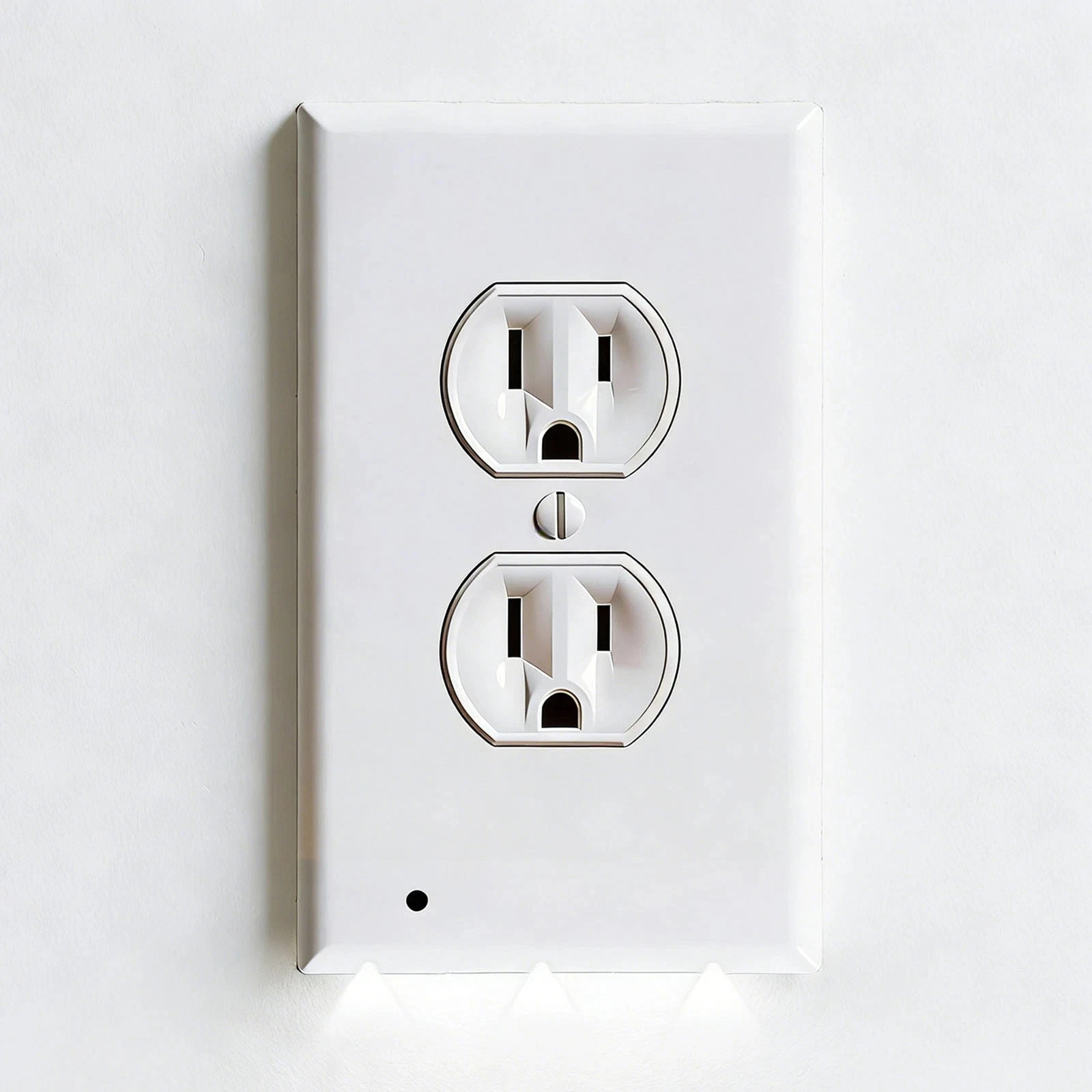 5 Pack Outlet Cover Built-In LED Night Light Bulbs Wall Plate Rounded Receptacle gallery