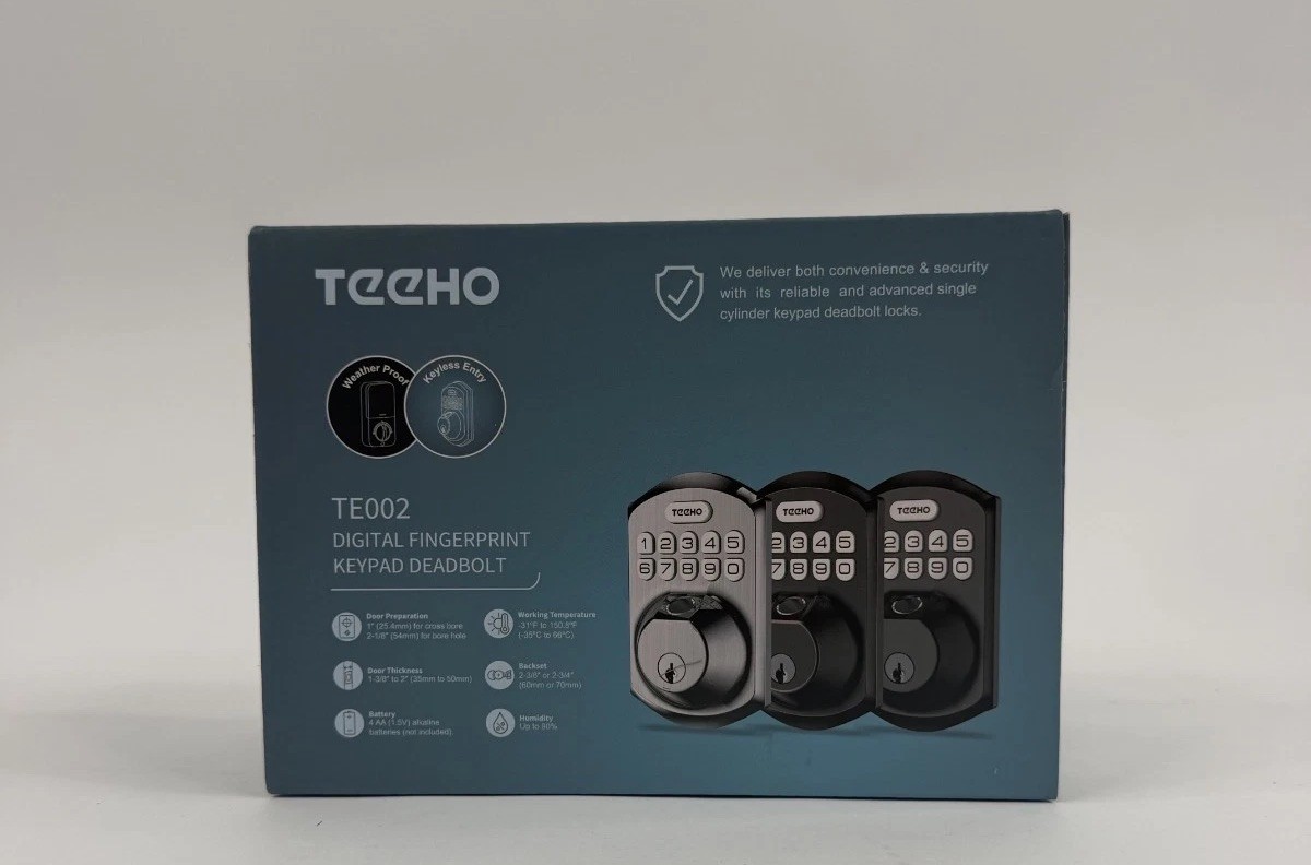 ✅TEEHO TE002 Digital Fingerprint Keypad Deadbolt Security Door (Satin Nickel)✔️ gallery