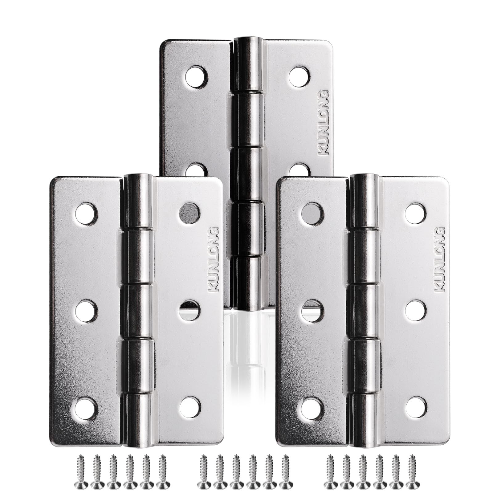 Stainless Steel Butt Utility Door Hinges NonRemovable Pin 2x23/5 In 3 PCS gallery
