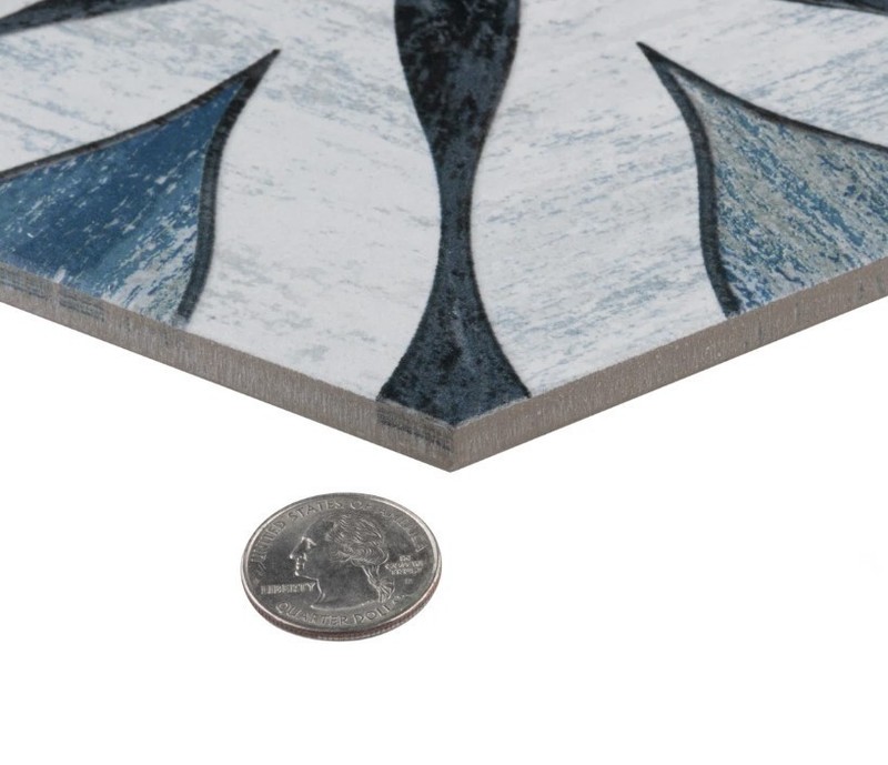 Codicer 95 Cassis Hex flower black blue 8-5/8 in x 9-7/8 in floor and wall tile gallery