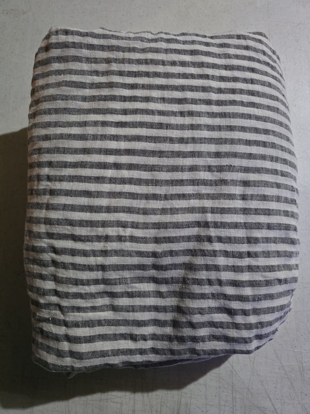 Brooklinen European Linen Fitted Sheet KING | Striped Charcoal (Retail $179) #10 gallery