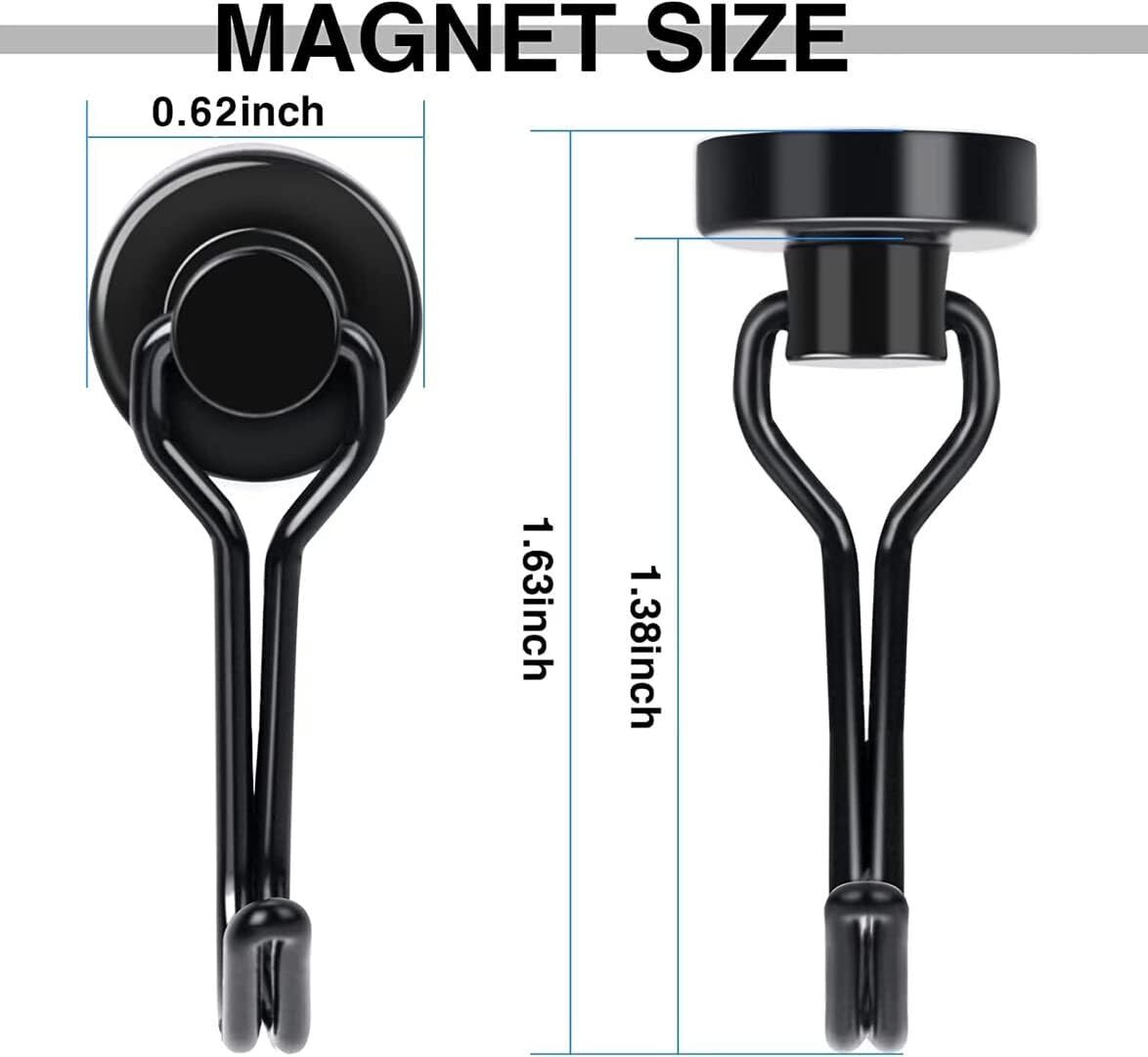 10Pcs Black Swivel Swing Magnetic Hooks 30Lbs for Refrigerator Grill Key Holder gallery