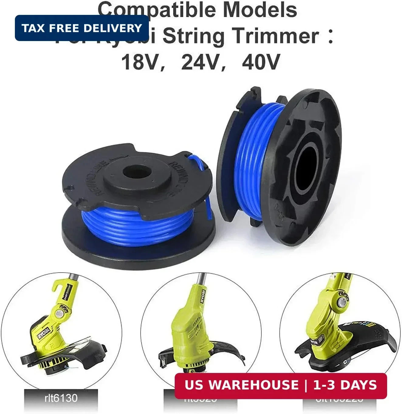 6 Spools & 1 Cap for Ryobi One+ 18V 24V 40V Cordless Weed Eater gallery